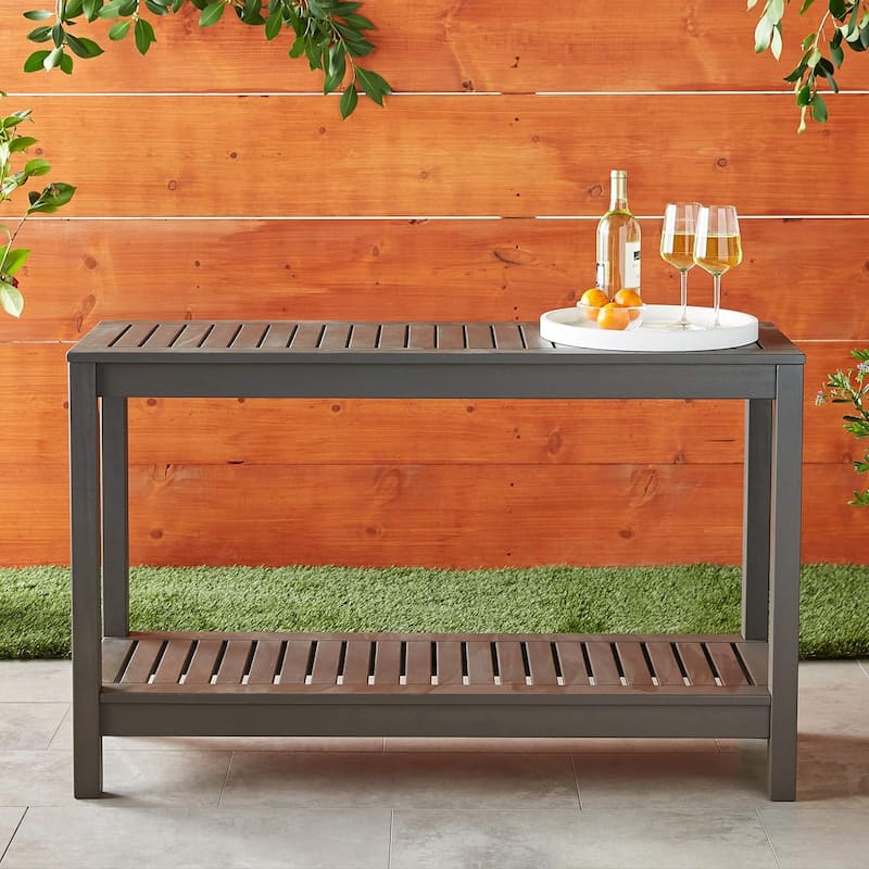 Cambridge Casual Lincoln Outdoor Console Table - Dark Gray - Brown