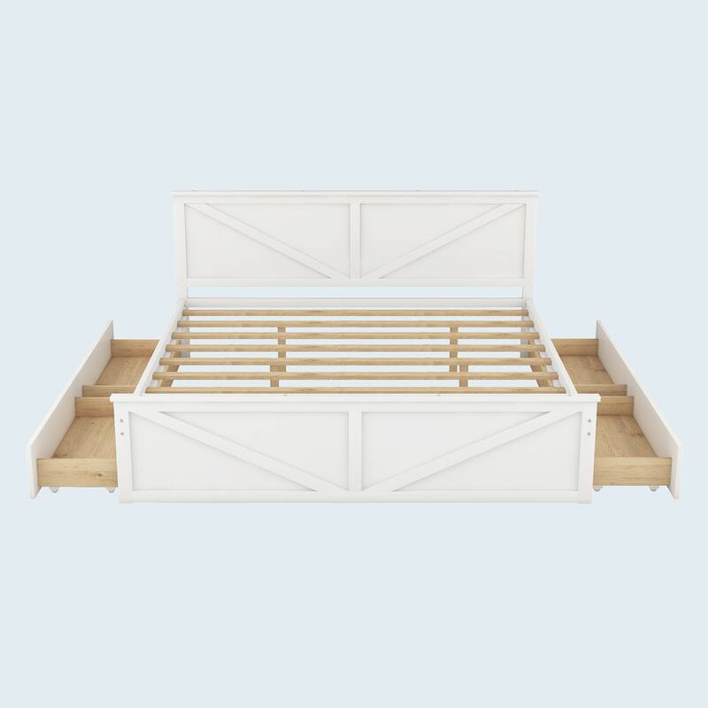 King Size Wooden Platform Bed