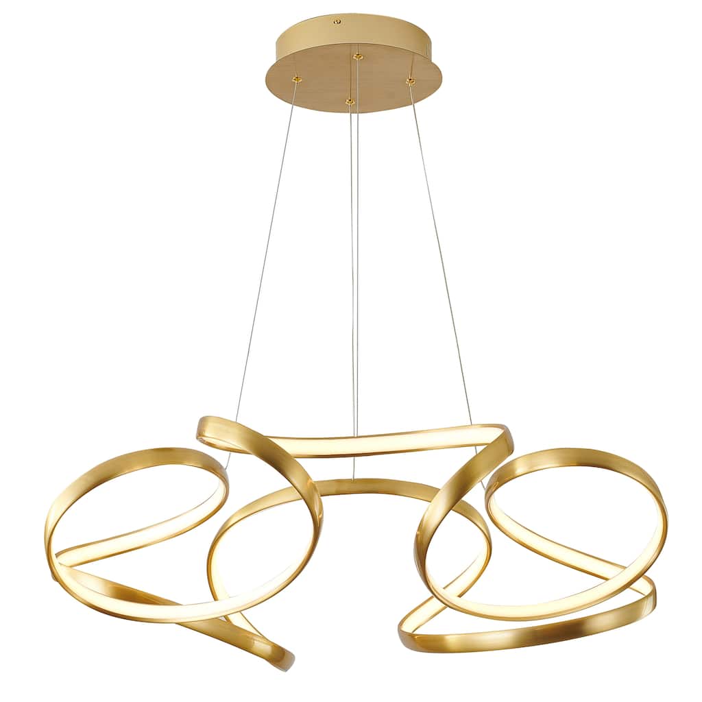 4-Light Dimmable Gold LED Chandelier With White Acrylic Diffusers