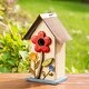 preview thumbnail 8 of 36, Glitzhome 10"H Multicolor Cute Distressed Solid Wood Birdhouse with 3D Flowers