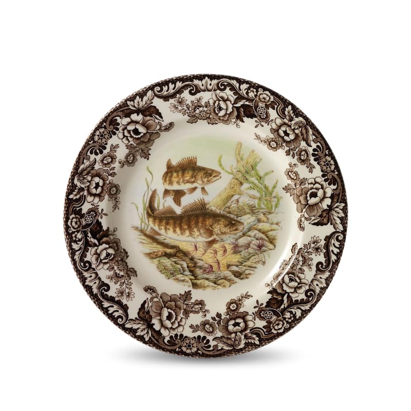 Spode Woodland Dinner Plate - 10.5" - 10.5" - Brown and White