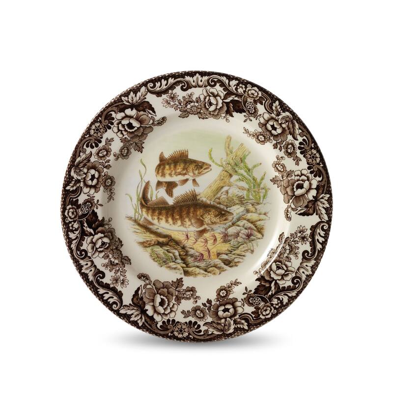 Spode Woodland Fish Motif Salad Plate - Walleye - 8 Inch