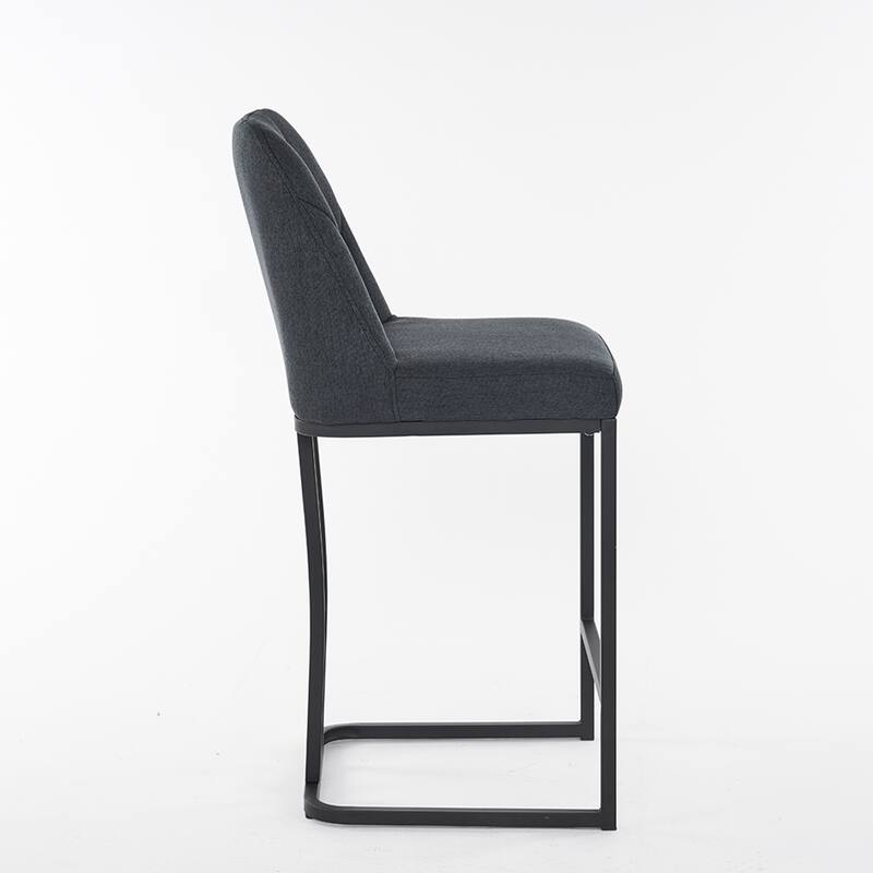 Fabric Bar Stools (Set of 2） with Button-Tufted Backrests, Sturdy Metal Frame, and Padded Seats