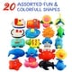 preview thumbnail 3 of 14, Dimple Set of 20 Floating Bath Toys with 20 Different Sea Animals, Vehicles and Shapes, Squirter Toys for Boys and Girls