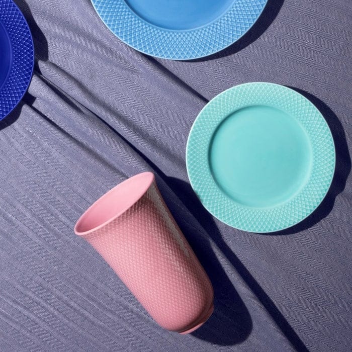 Lyngby Porcelæn Rhombe Color Lunch Plate, Aqua - Ø: 8.3"
