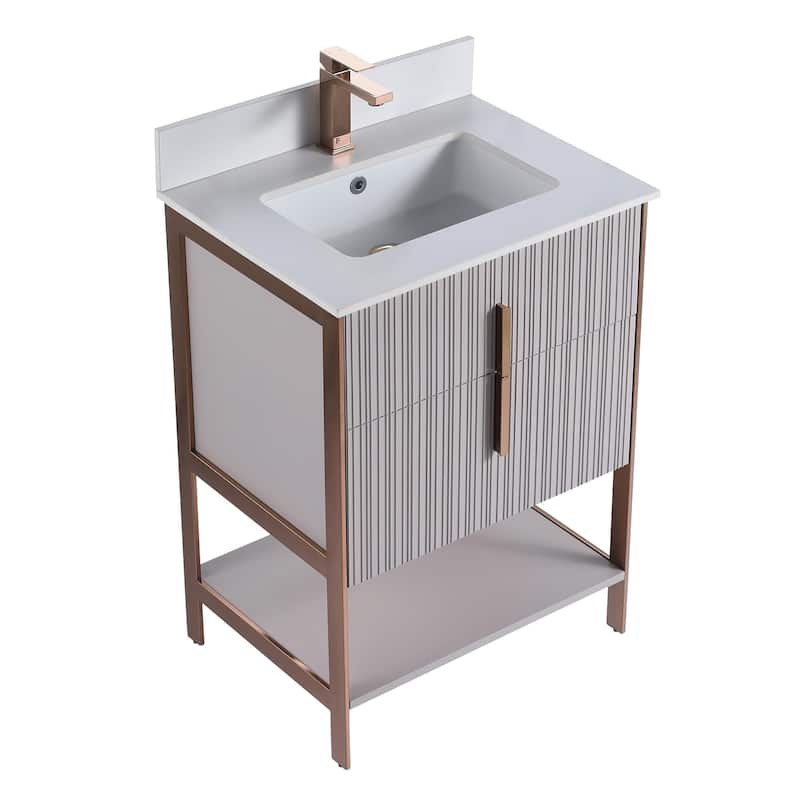 Fine Fixtures Serenity Modern Bathroom Vanity with White Stone Top