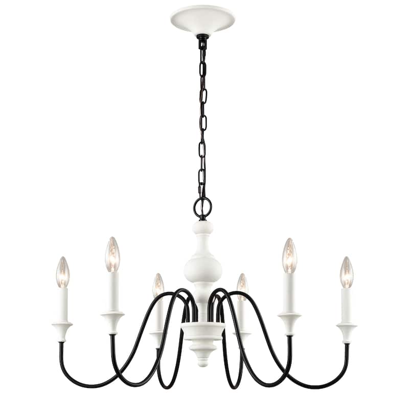 Elk Home Val De Loire White Coral Metal 6 Light Chandelier