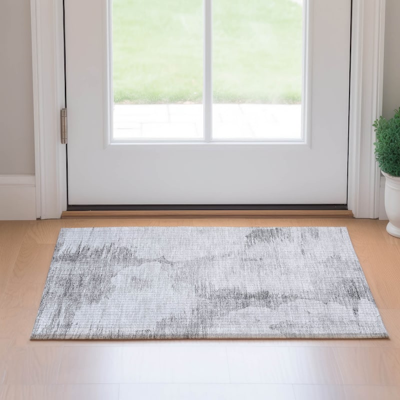Premium Washable Super Soft Modern Impressions Mayfield Rug - Silver - 1' 8" x 2' 6" - Rectangle