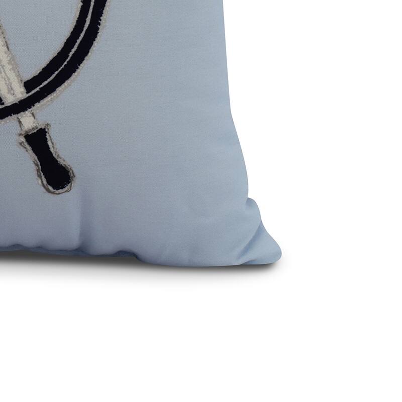 16 x 16 Inch Ship Wheel Geometric Print Outdoor Pillow