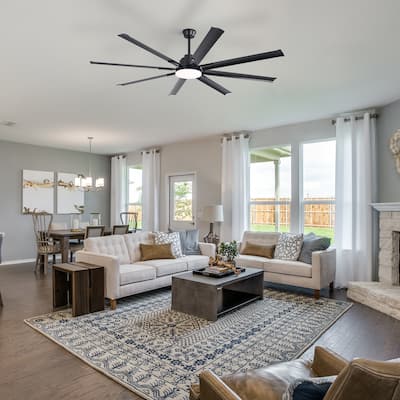 84 Inch Modern Ceiling Fans With Smart Remote Control 8 Fan Blades - Black