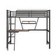 preview thumbnail 9 of 22, Twin Size Metal Loft Bed with Desk and Shelf, Black