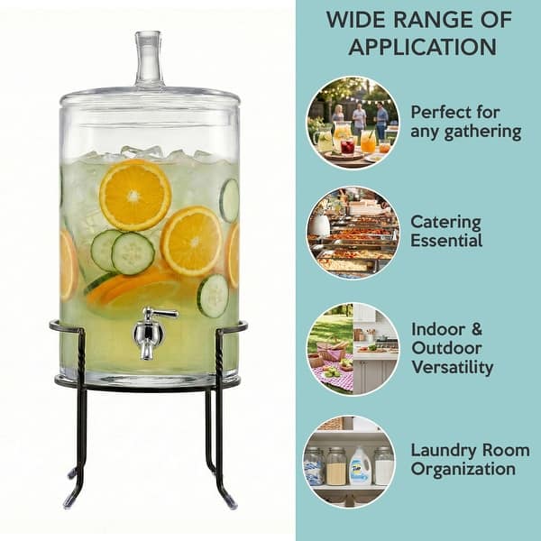 2.5-gallon Glass Beverage Dispenser with Metal Stand - On Sale - Bed Bath &  Beyond - 10704274