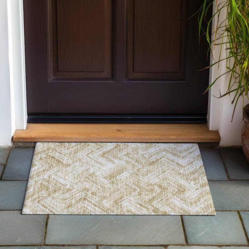 Machine Washable Indoor/ Outdoor Chantille Modern Chevron Rug