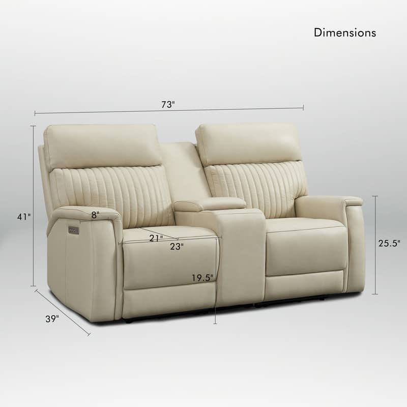 Genuine Leather Zero Gravity Power Reclining Sofa with Headrest, Lumbar & USB, Living Room Set