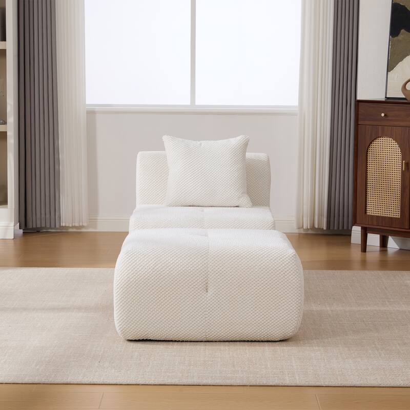 Modern Upholstered Accent Chair with Pillow and Ottoman,No Assembly Required