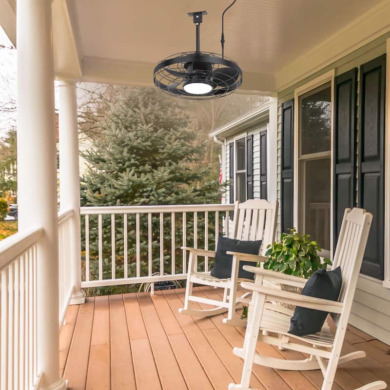 20" 5-Blade Waterproof Plug-in Outdoor Ceiling Fan with Dimmable LED Light and Remote