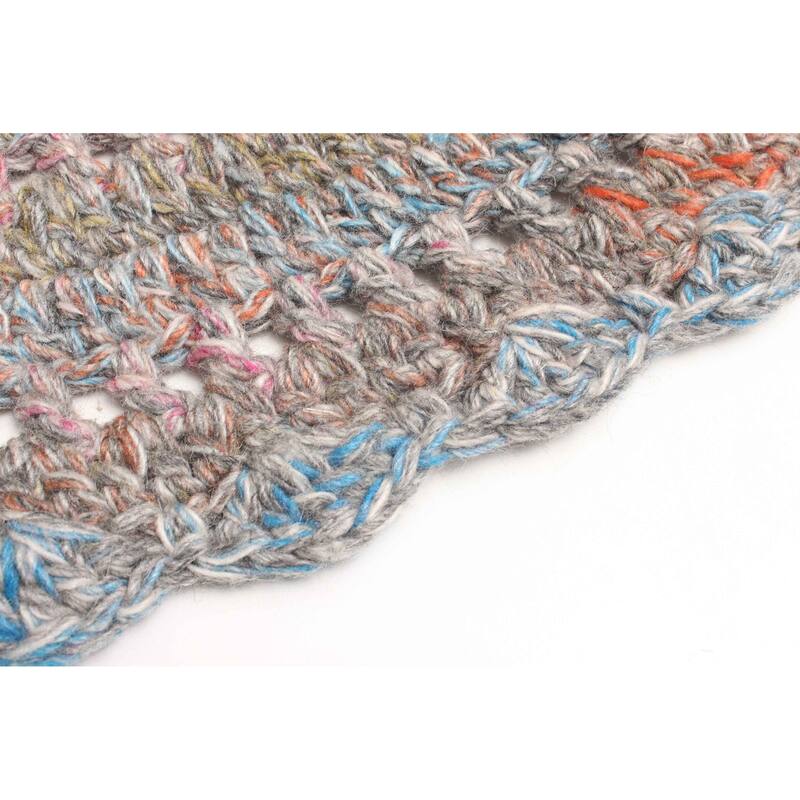 ECARPETGALLERY Braid weave Sienna Grey Wool Rug - 3'3 x 3'3