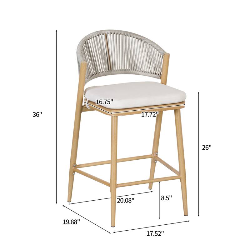 Christopher Knight Home - Beverly Durable Outdoor Counter Stools with Scallop Backrest, Set of 2