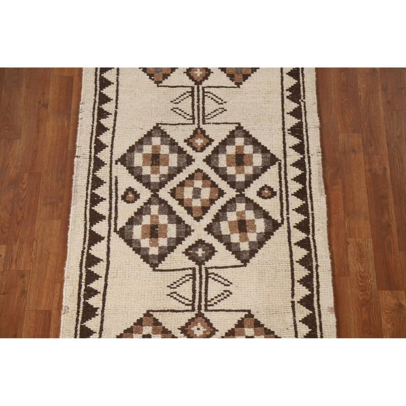 Natural Dye Tribal Anatolian Oriental Runner Rug Handmade Wool Carpet - 2'11"x 11'10"