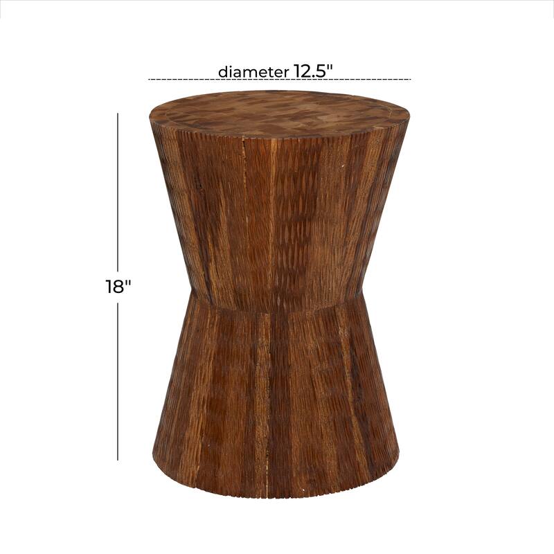 Timeless Brown Teak Wood Intricately Carved Accent Table