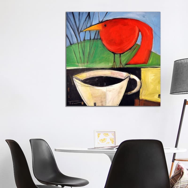 iCanvas "Coffee And Red Bird" by Tim Nyberg Canvas Print - 37x37x1.5