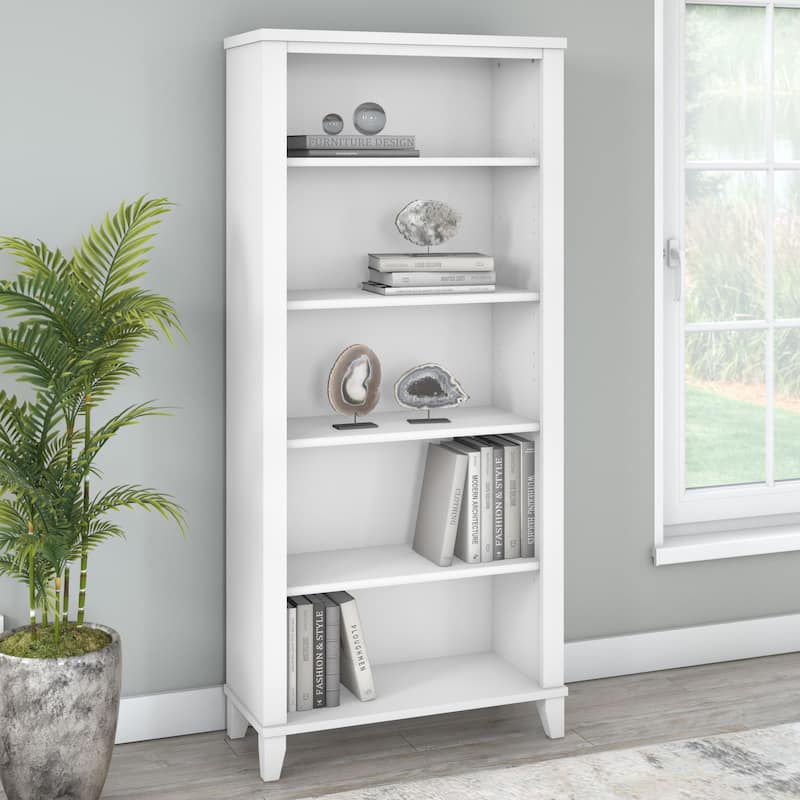 Bush Furniture Somerset Tall 5 Shelf Bookcase with Adjustable Shelves - White