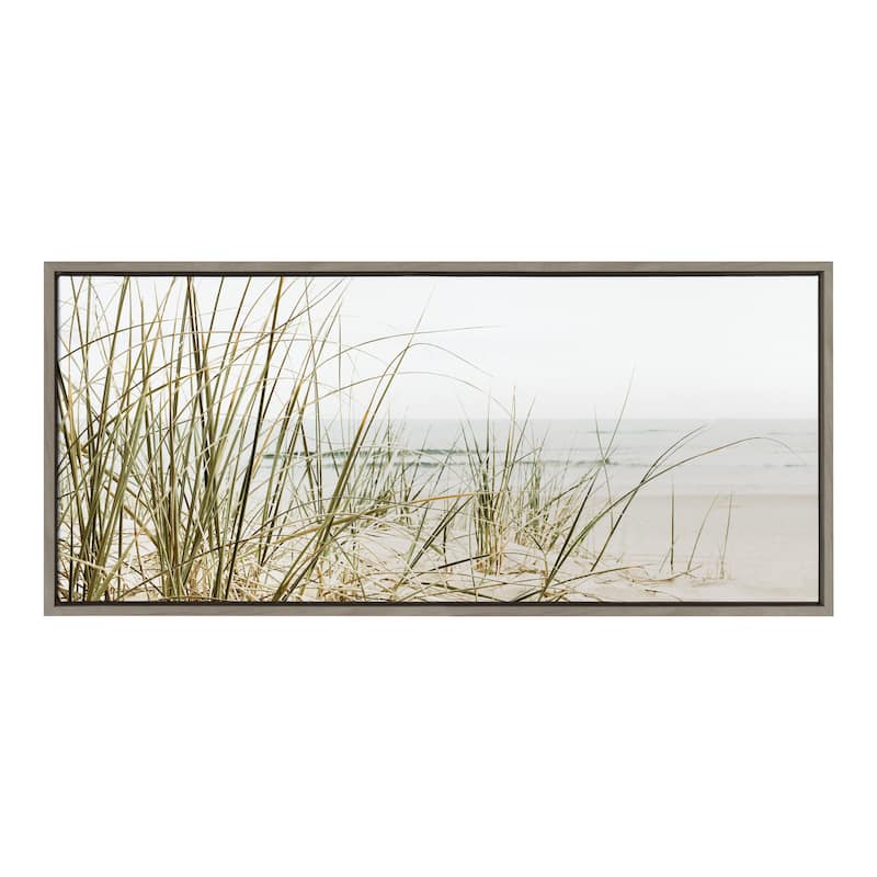 Kate and Laurel Sylvie Calming Beach Grass Framed Canvas by The Creative Bunch Studio
