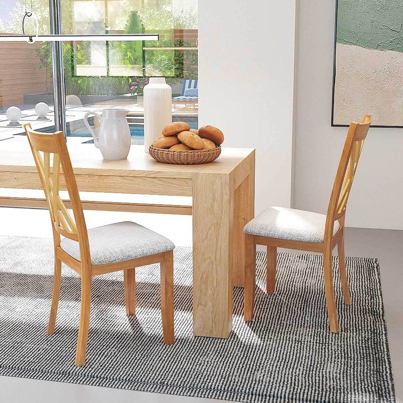 Costway 4 PCS Linen Fabric Upholstered Kitchen Armless Chairs with - See Details
