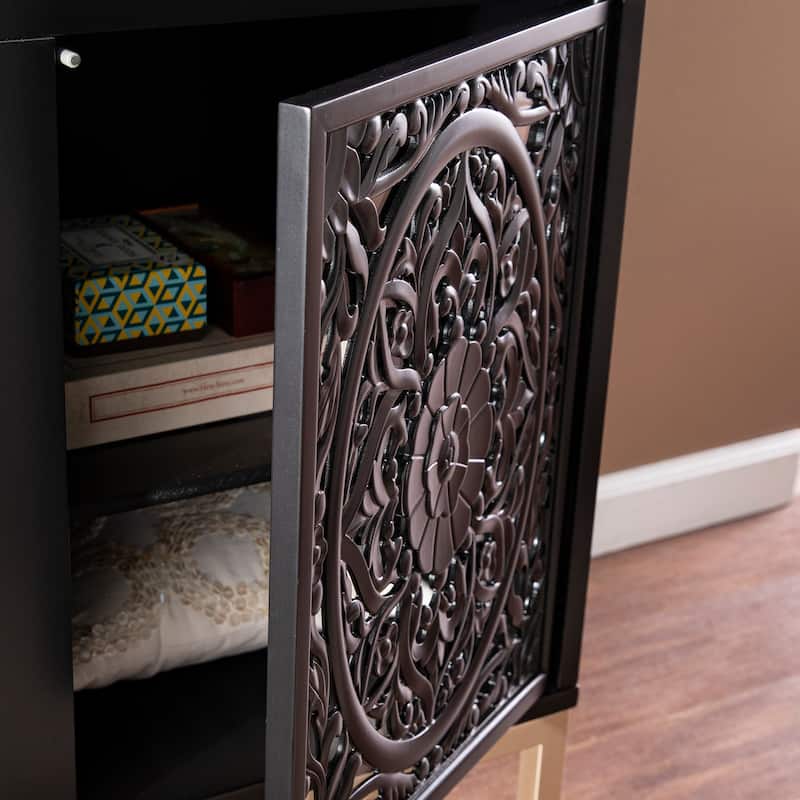 SEI Furniture Whitwell Black Wood Electric Fireplace Console