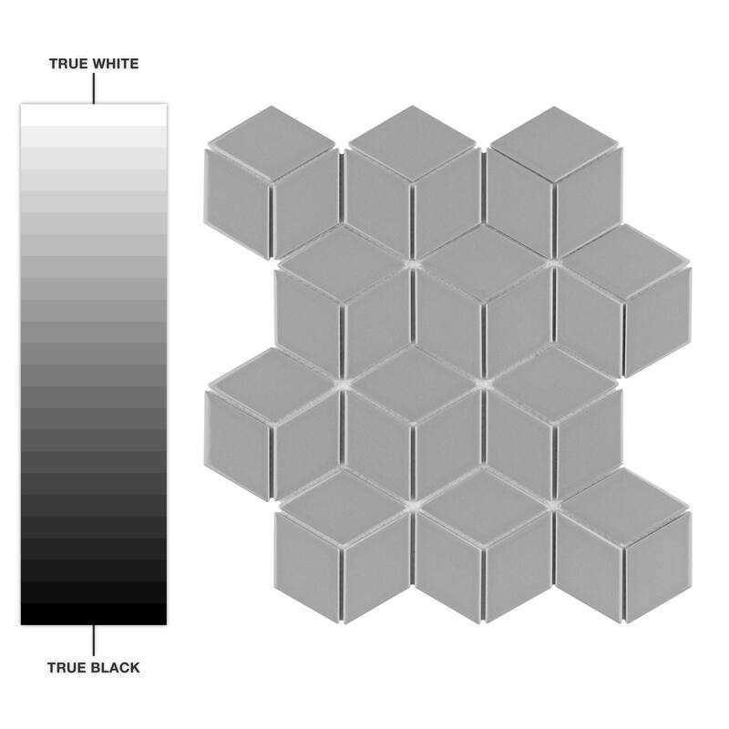 SomerTile Metro Rhombus Glossy Light Grey 10-1/2"x12.13" Porcelain Mosaic Tile