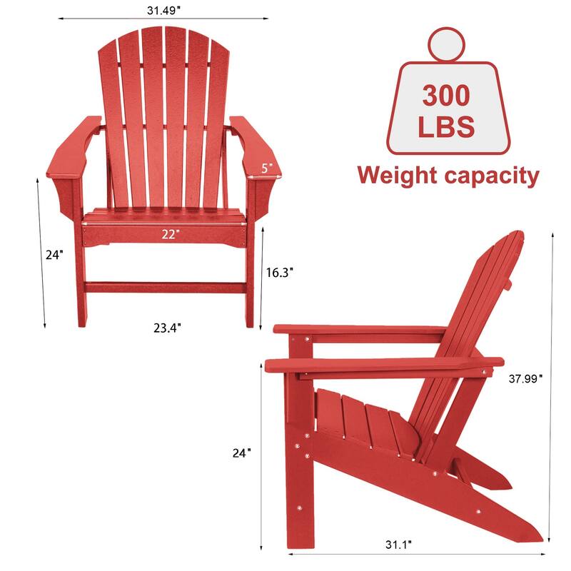 Outdoor Composite Classic Adirondack Chair, All-Weather Resistant Deck Lounge Chair with Ergonomic Design