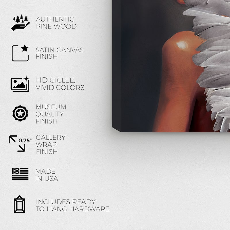 Wynwood Studio Fashion and Glam Angel of Her Gray and Light Gray Traditional Wall Art Canvas Print