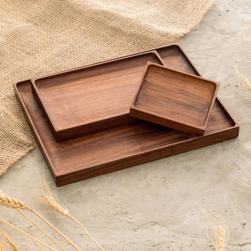 Novica Handmade At Your Service Wood Trays (Set Of 3)