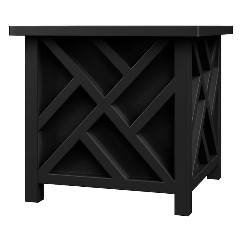 Lattice Design Planter Box - 15.5-Inch-Square Decorative Outdoor Flower or Plant Pot by Pure Garden (Black)