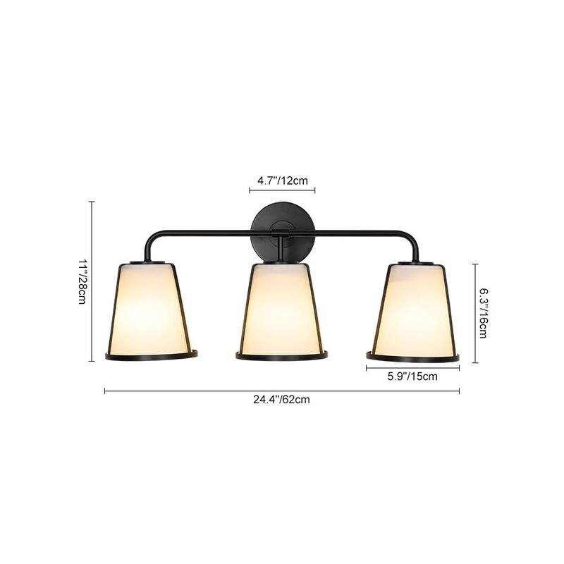 Bohemian 3-Light Ivory Fabric Shade Vanity Wall Light 24.4 in