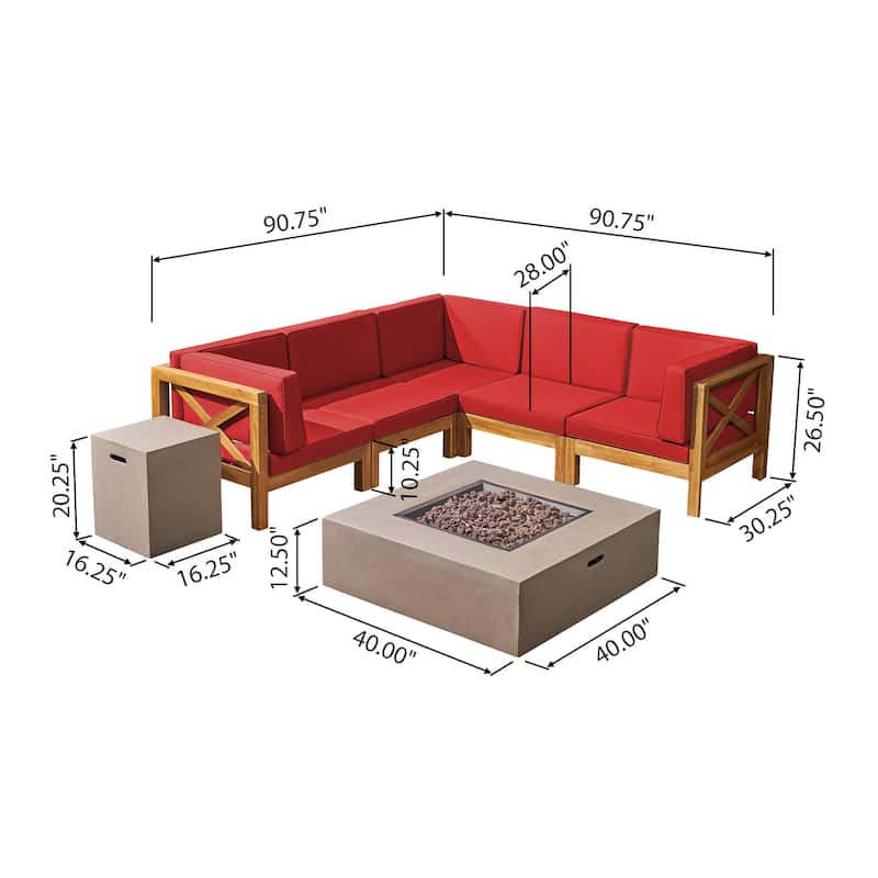 Brava Outdoor 7-piece Fire Pit Sectional Set by Christopher Knight Home