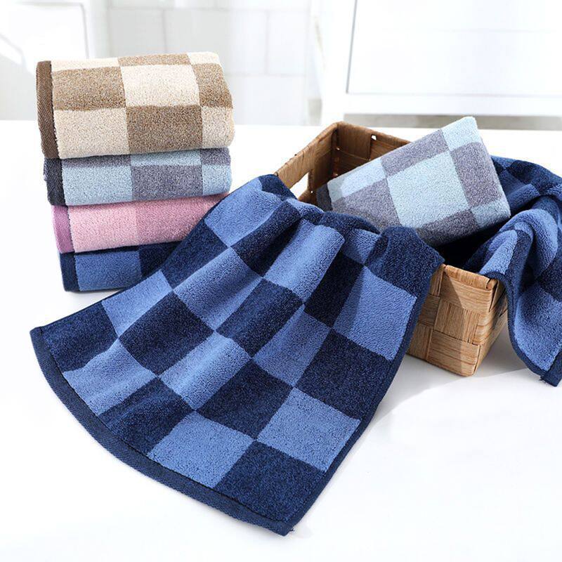 Bathroom Checkered Decorative Hand Towel Set 14" x 28", Cotton Face Towels Soft Absorbent for Spa, Bath, Gym, Kitchen