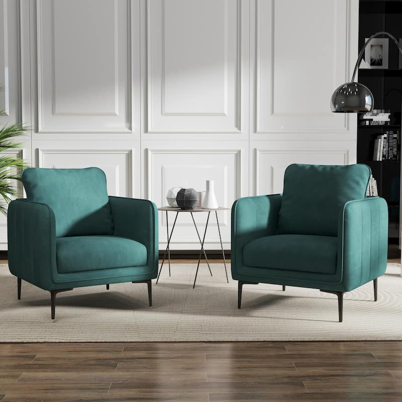 Nora Modern Velvet Accent Chair for Bedroom with Metal Legs