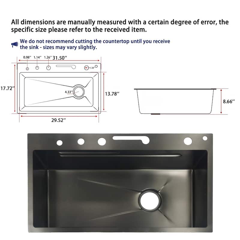 Multi-Functional PVD Nano Black Kitchen Sink for Modern Homes