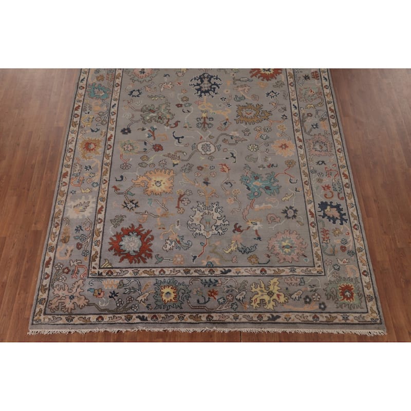 Floral Oushak Indian Area Rug Handmade Wool Carpet - 7'8"x 9'10"