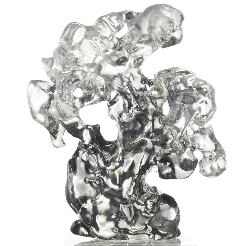 Glass Abstract Freeform Decorative Sculpture with Clear Square Base - Clear - Roche River Decor