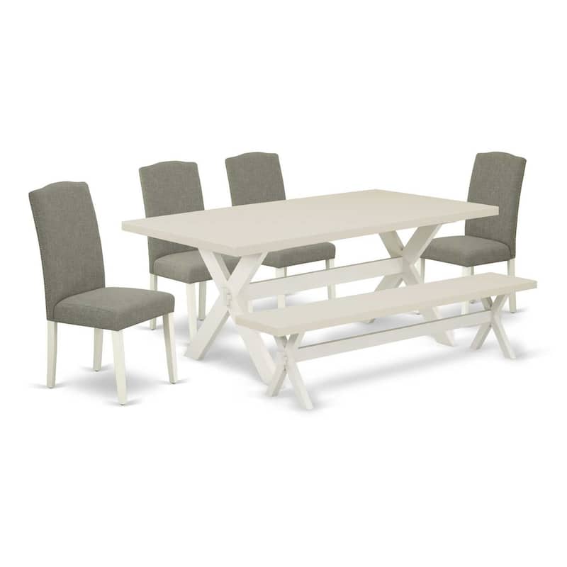 6-Piece Dinette Set - Dining Table with Chairs & Bench - Modern Kitchen Table Set