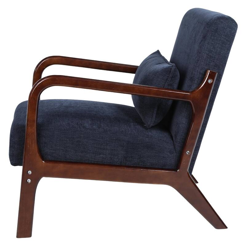 Armchair Solid Wood Frame Accent Chair with Detachable Lumbar Pillow Living Room Chairs