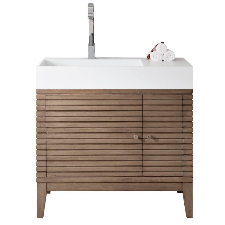 James Martin Vanities Linear 36" Single Vanity, Whitewashed Walnut - Whitewashed Walnut Cabinet Base Only - No Top
