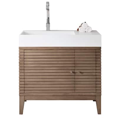 James Martin Vanities Linear 36" Single Vanity, Whitewashed Walnut