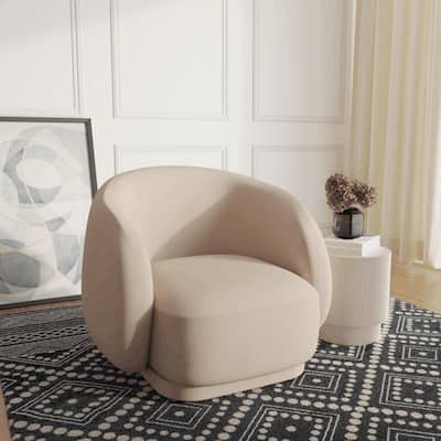 Faze Mid-Century Velvet Barrel Accent Chair with Solid Wood Frame, Plush Foam Cushion, No Assembly Required
