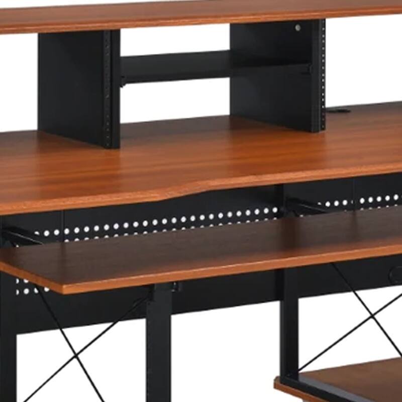 Mill 72 Inch Metal, Office and Writing Desk, Storage, Keyboard Tray, Brown