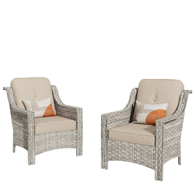HOOOWOOO 2-piece High Back Wicker Rattan Outdoor Patio Chair Set