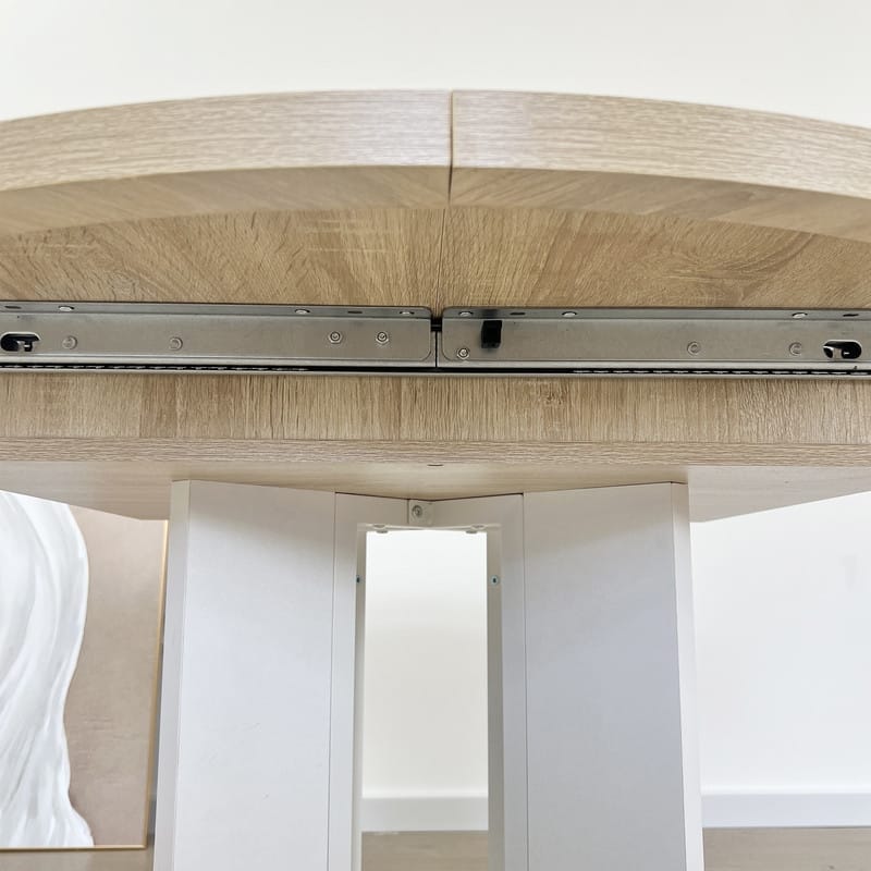 59x43 Inch Expandable Farmhouse Dining Table with X-Base, White Oak Finish - White Oak