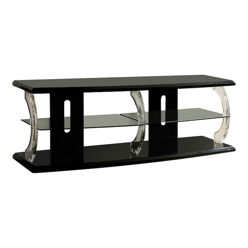 Lald Modern Glass 4-Shelf TV Console with LED by Furniture of America